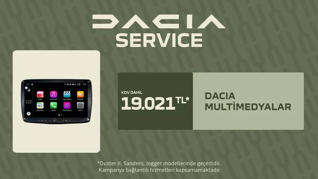 DACIA MULTIMEDYALAR İŞÇİLİK + KDV DAHİL SADECE 19.021 TL

